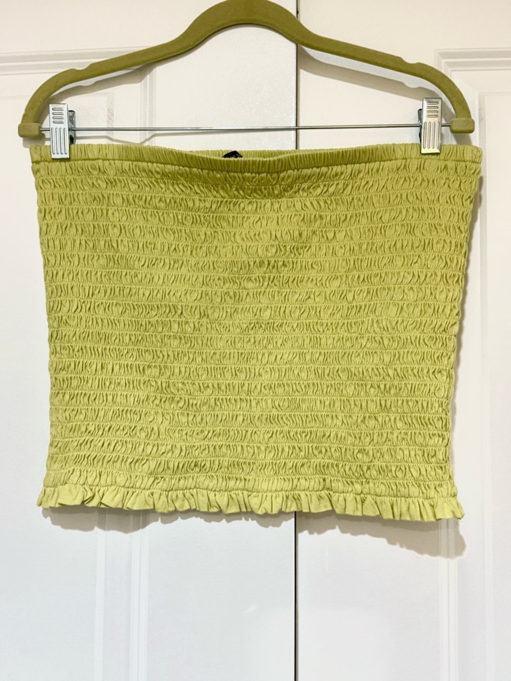 J. Crew Lime Green Broken In Jersey Smocked Top